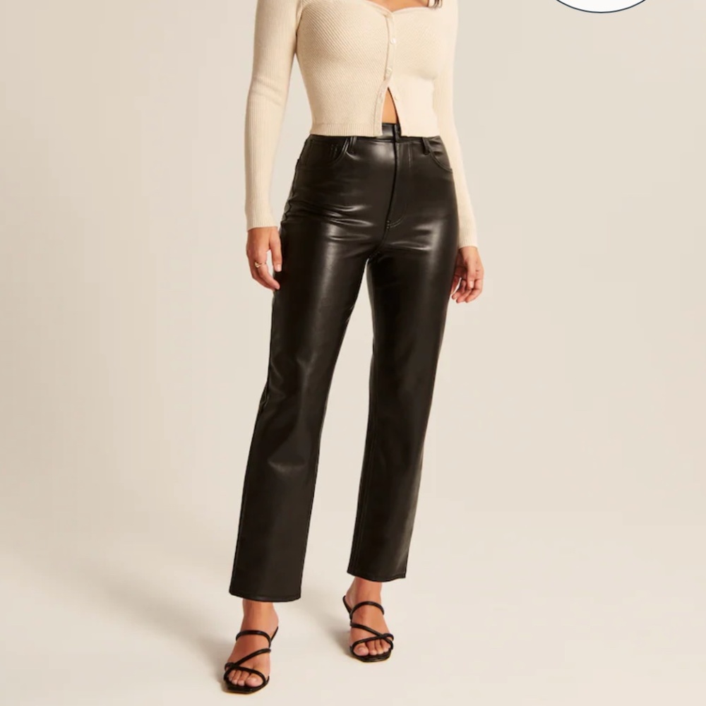 Abercrombie Curve Love Vegan Leather Ankle Straight Pant Size 28 / 6